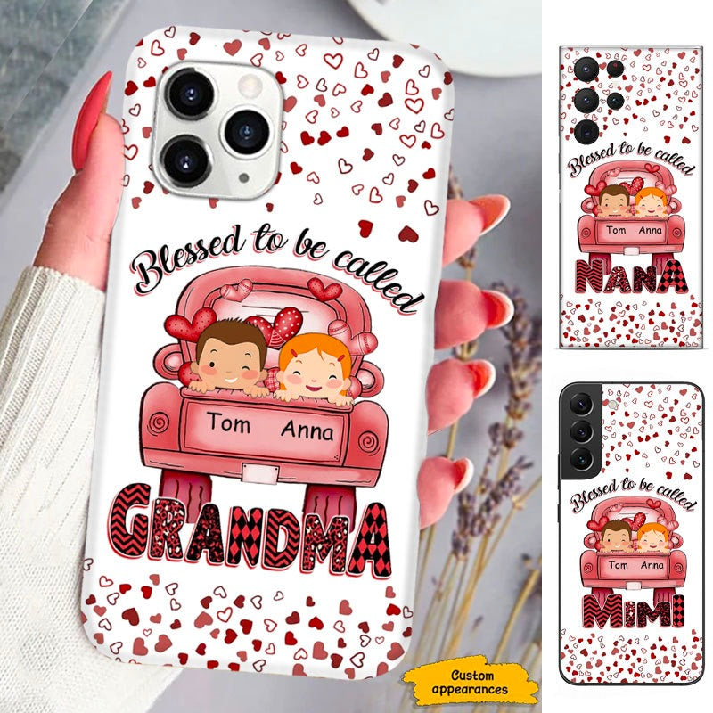 Heart Truck Happy Kids Blessed To be Called Grandma Nana Mimi Personalized Phone Case SC213233