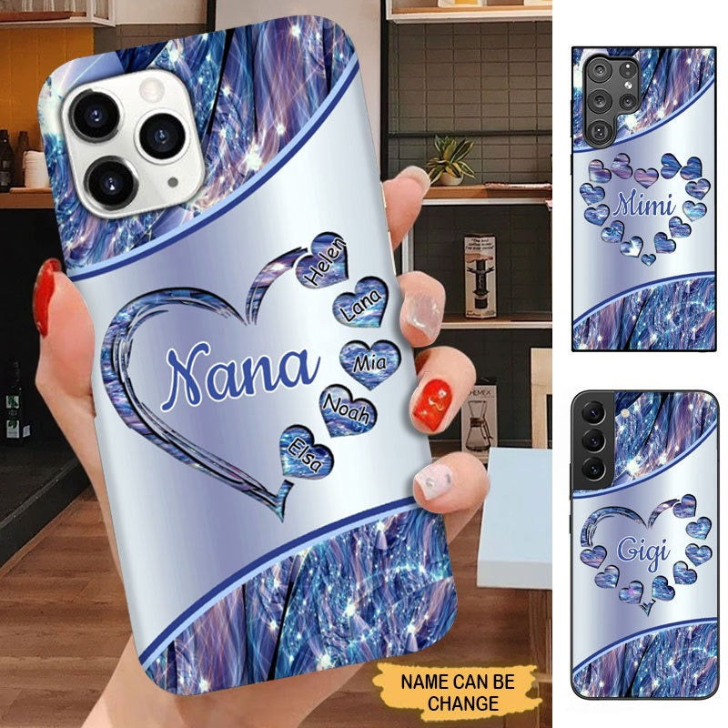 Hearts Grandma with Grandkids Nana Mommy Gigi Personalized Phone case SC2586 Phone case ShinyCustom Phone Case