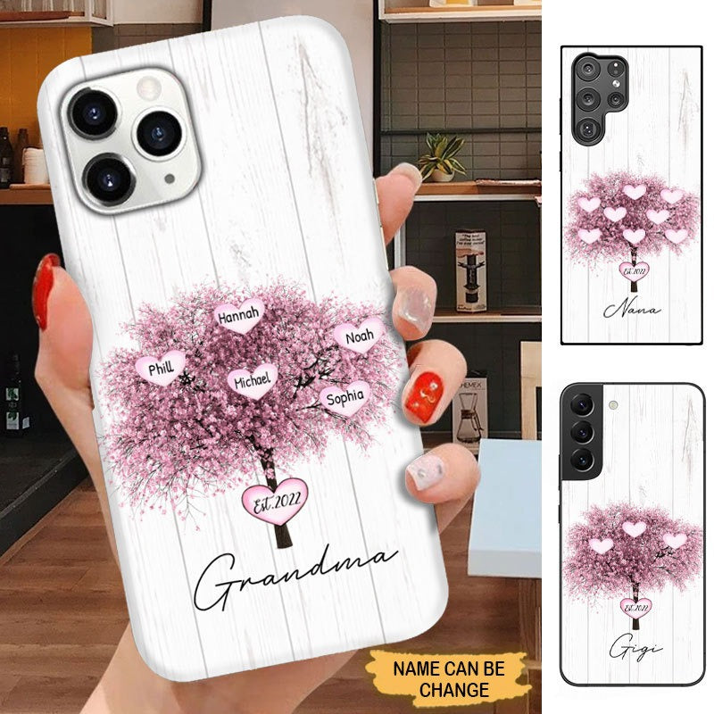 Hearts Tree Grandma with Grandkids Mommy Aunite Personalized Phone case Phone case FUEL