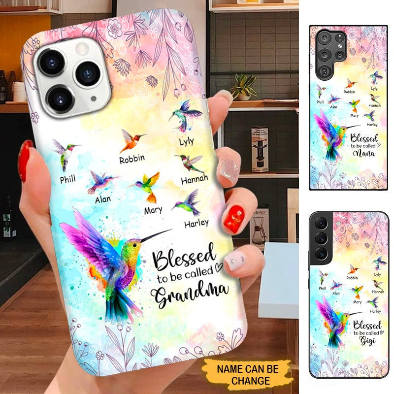 Hummingbird Blessed to be called Grandma Nana Mimi Personalized Phone case SC15092 Phone case ShinyCustom Phone Case