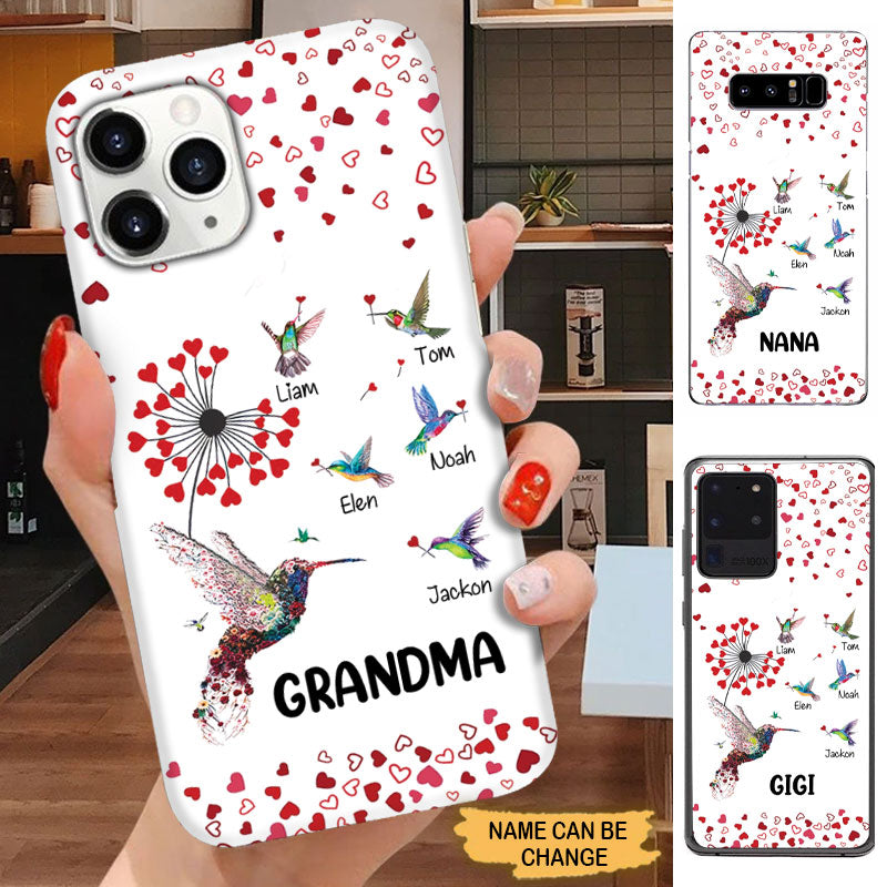 Hummingbird Dandelion Grandma with Grandkids Personlized Phone Case Phone case FUEL