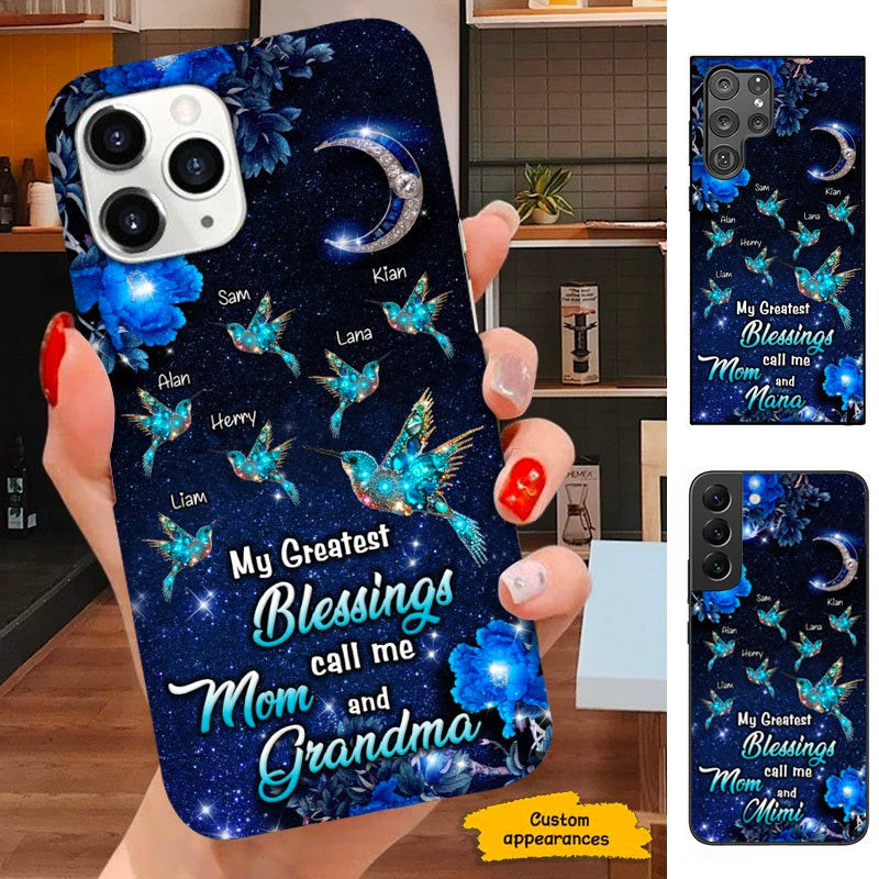 Hummingbird My Greatest Blessings called me Mom and Grandma Personalized Phone case SC241109