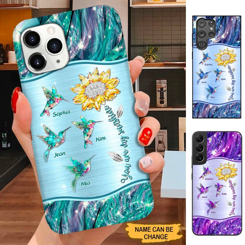 Hummingbird You are my sunshien Grandma Mommy Aunite Personalized Phone case SC22918 Phone case ShinyCustom Phone Case