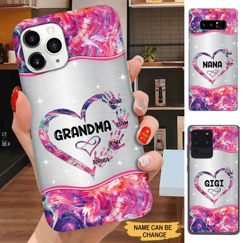 I Love My Grandkids To Infinity And Beyond Hand Print Personalized Glass Phone Case Phone case FUEL