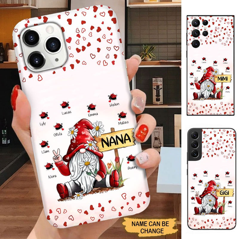 Ladybugs Gnome Grandma with grandkids Personalized Phone case Phone case FUEL