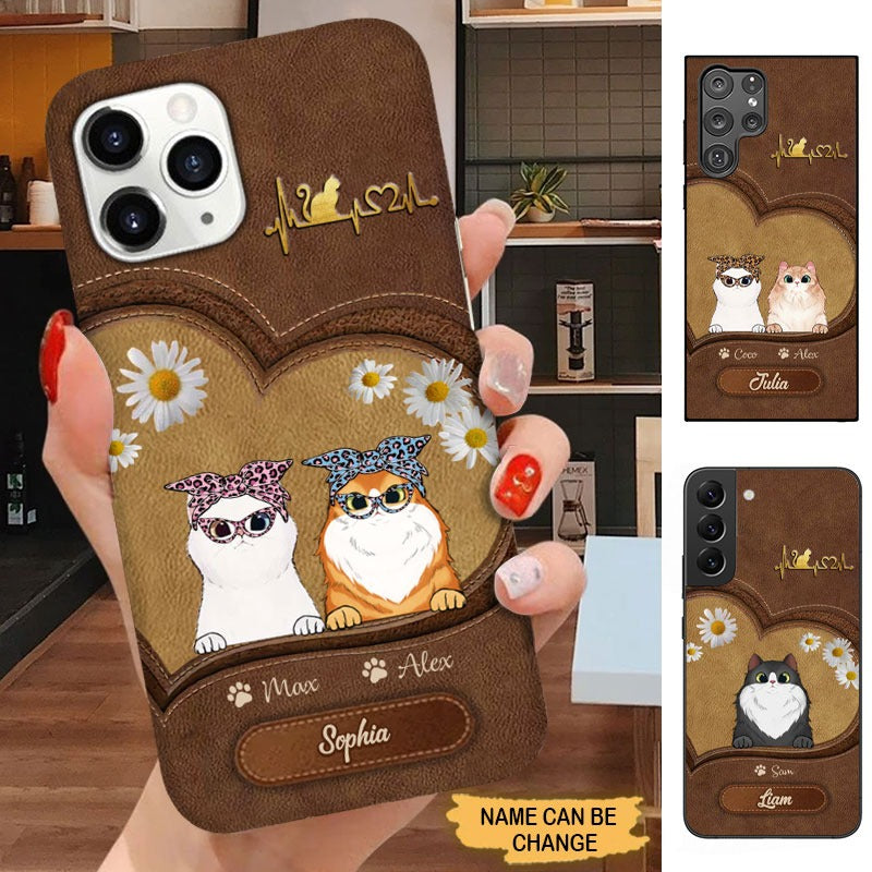 Leather Pattern Cat Lover Personalized Phone case SC25810 Phone case ShinyCustom Phone Case
