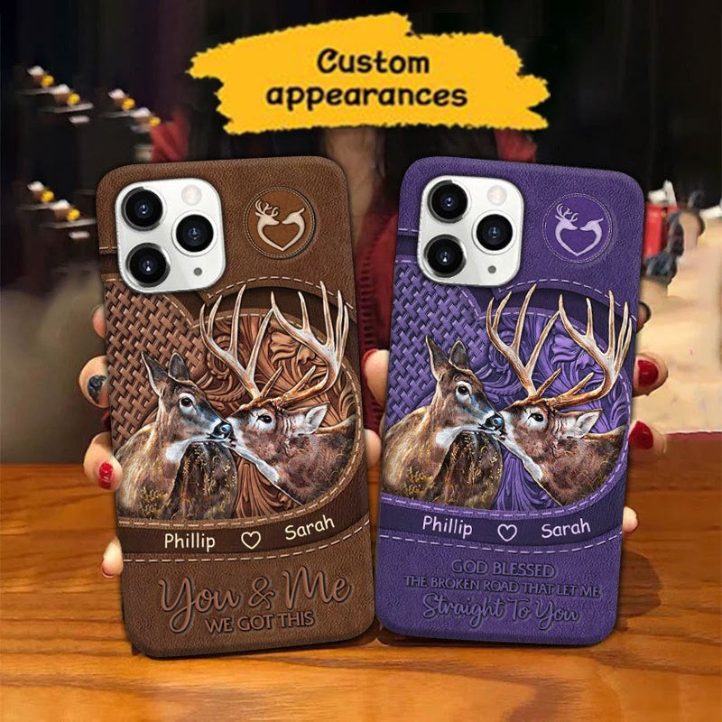 Leather Pattern Deer Couple You and Me we got this Personalized Phone Case SC23412