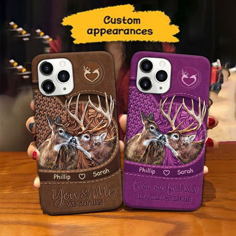 Leather Pattern Deer Couple You and Me we got this Personalized Phone Case SC23412