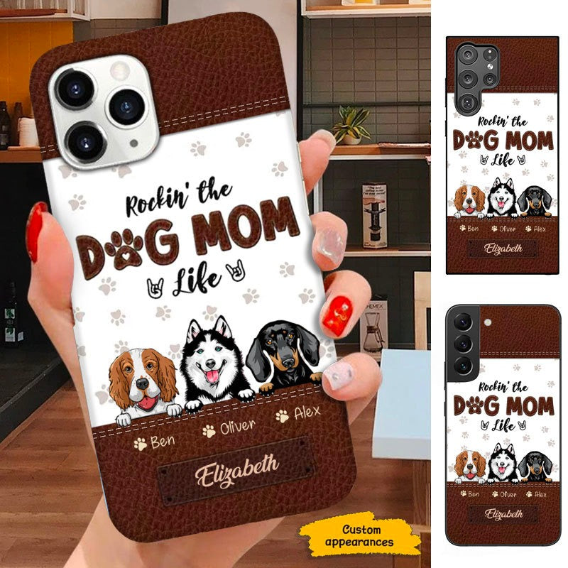 Leather Pattern Dog Mom Puppy Personalized Phone Case SC01114 Phone case ShinyCustom Phone Case