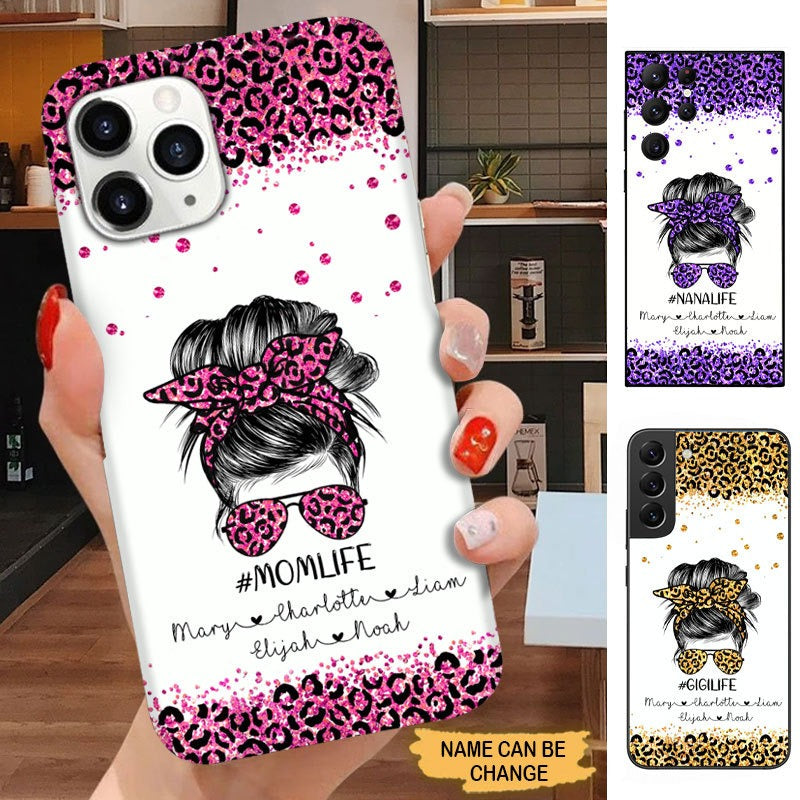 Leopard Bun hair Grandma Life Mom Life Personalized Phone case SC0661 Phone case FUEL