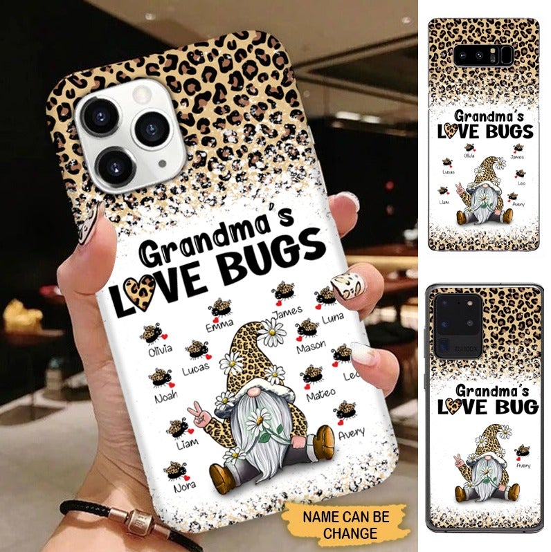 Leopard Pattern Grandma's Love Bugs Grandma Mommy Auntie Personalized Phone Case Phone case FUEL