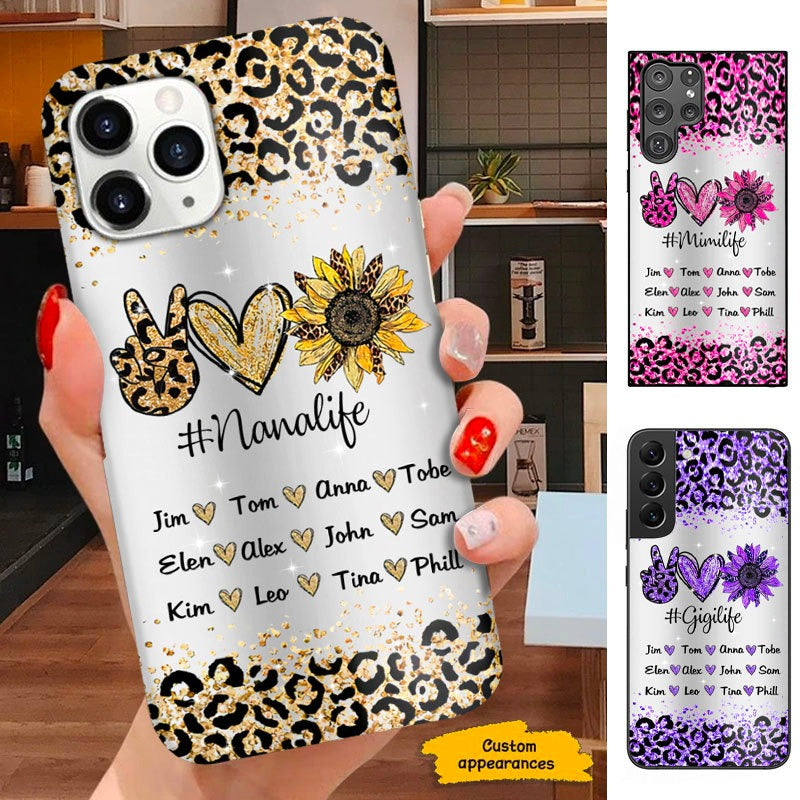 Leopard Pattern Peace Love Sunflower Nanalife Grandmalife Personalized Phone Case SC181109