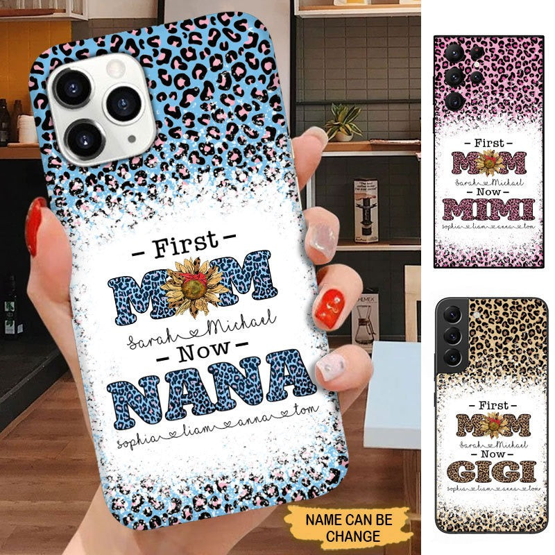 Leopard pattern First MOM now NANA Grandma Mommy Auntie Personalized Phone case Phone case FUEL