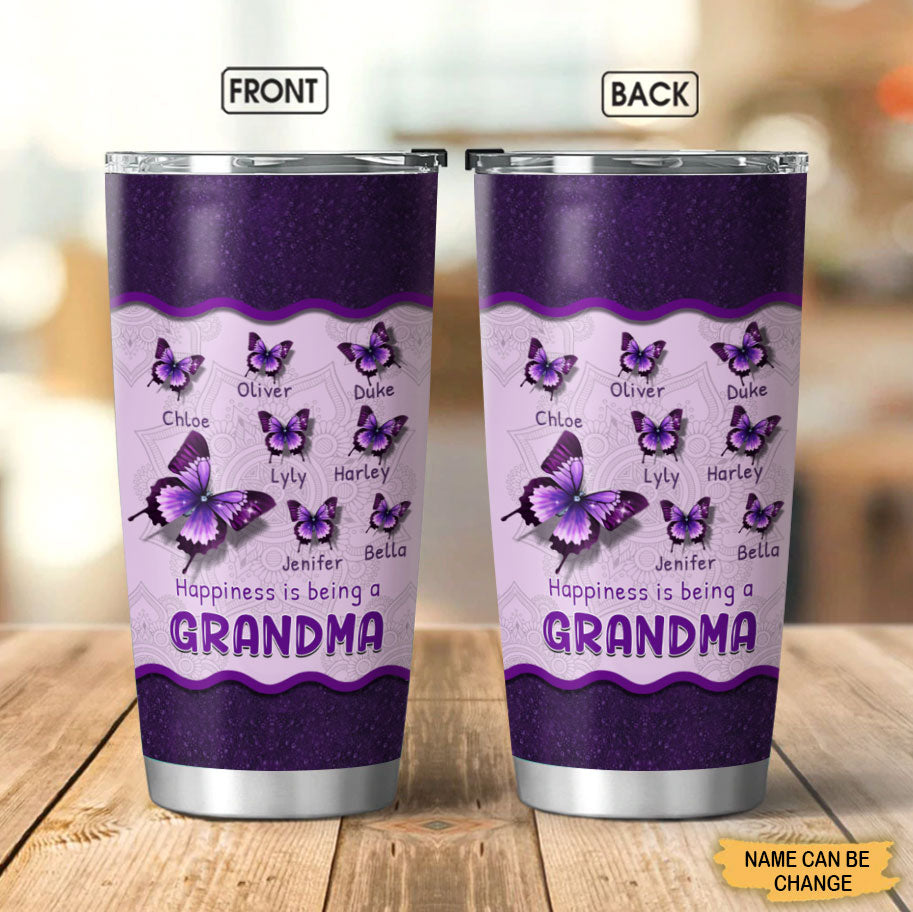 Mandala Pattern Butterflies Happiness is being Grandma Mommy Auntie Personalized Tumber Tumbler ShinyCustom - The Best Personalized Gift Store