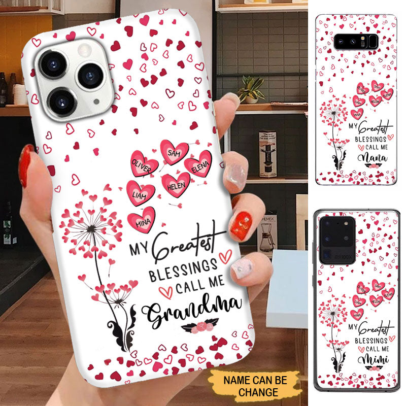 My Greatest Blessings Called Me Grandma, Mommy, Auntite Heart Personalized Phone Case Phone case FUEL