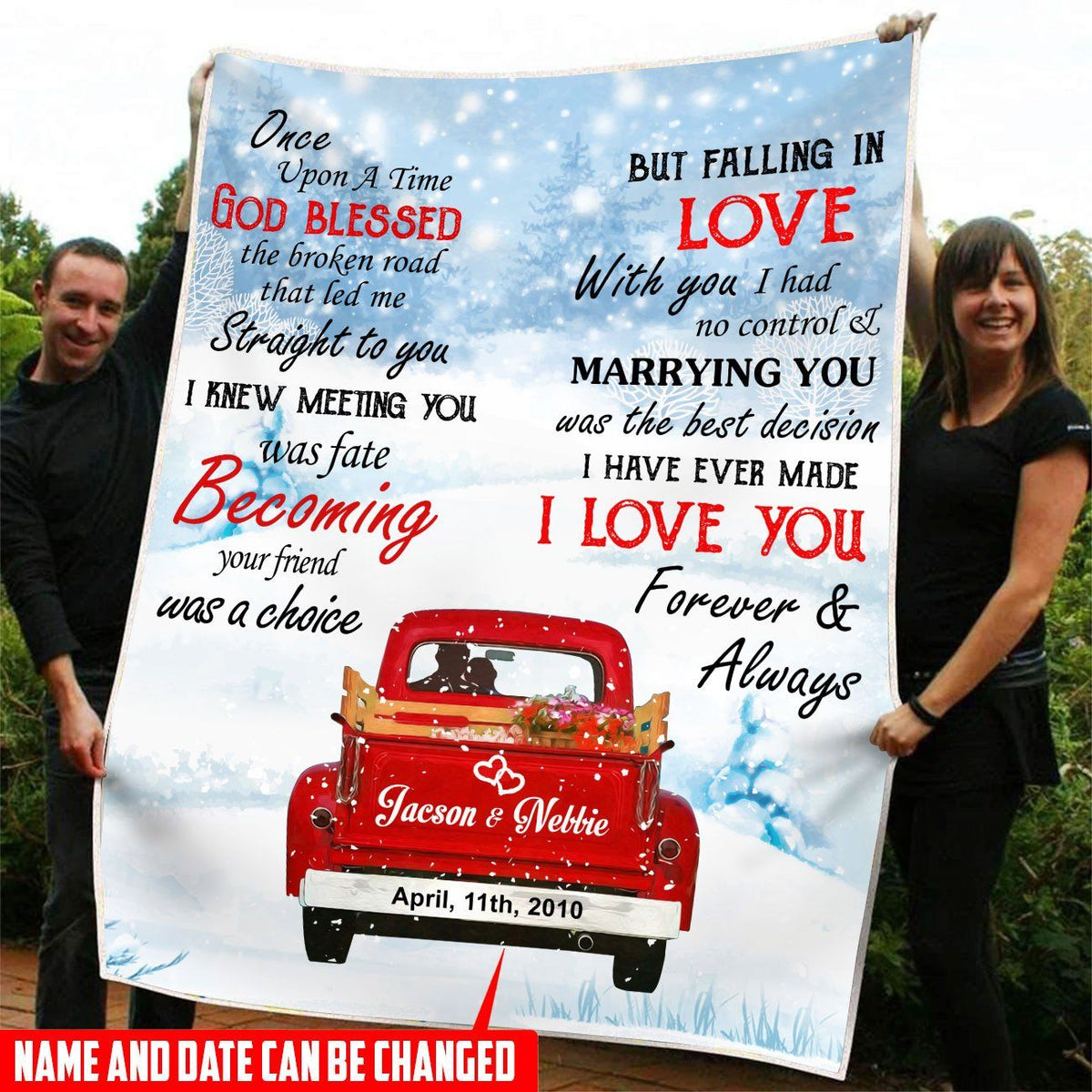 Custom Names and Wedding Date PM-20CT1 Fleece Blanket blanket Dreamship