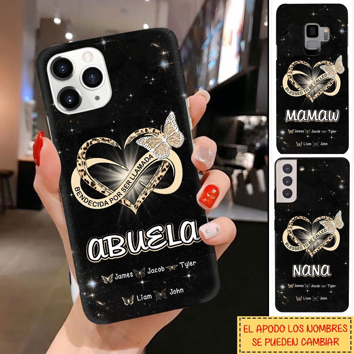 Personalized Custom Bendecida Por Ser Llamada Abuela Phone Case For Spanish Grandmas Phone case FUEL