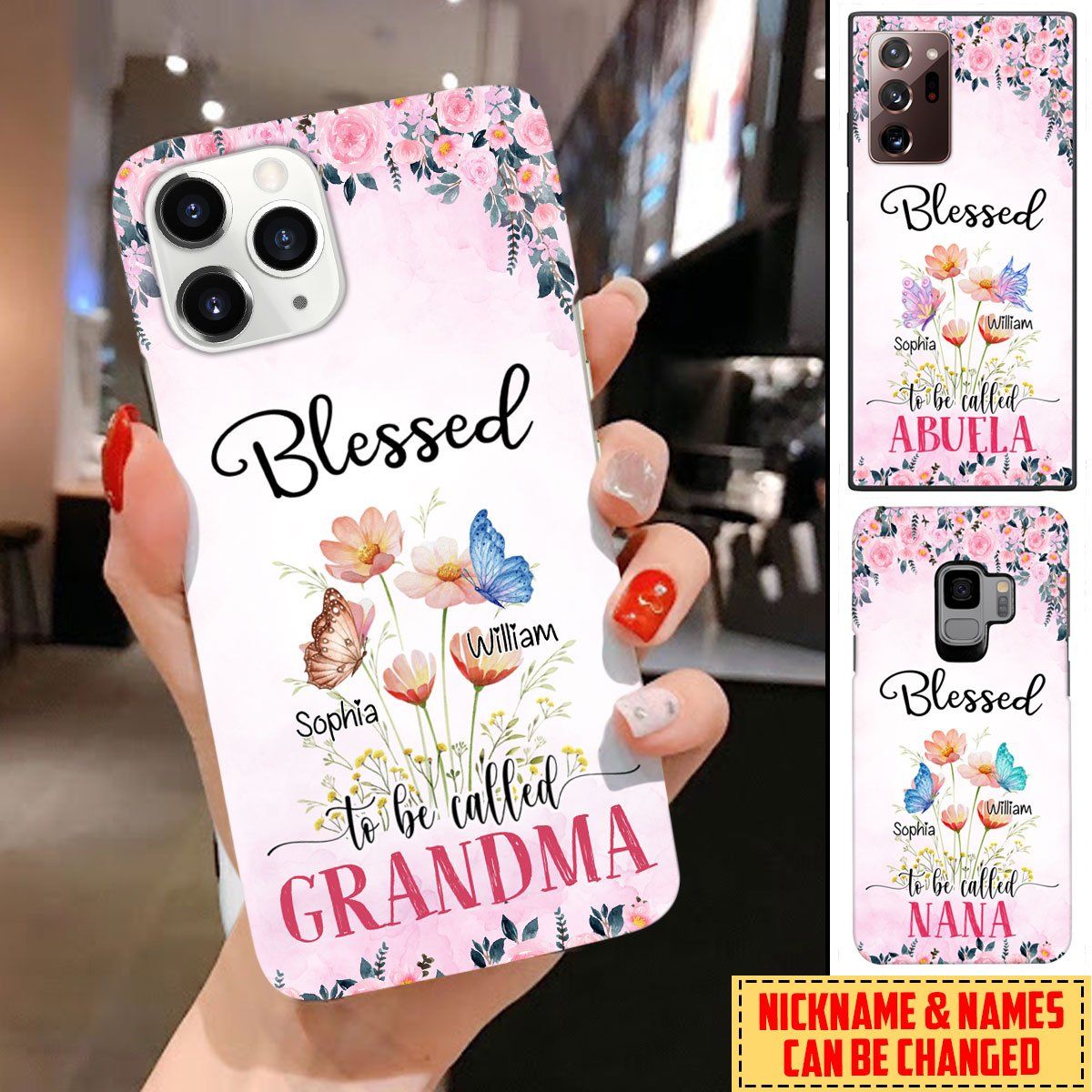 Personalized Custom Love Being Called Nana, Abuela, Gigi, Mom, Autie, Grandmas Butterfly Phone Case Phone case FUEL