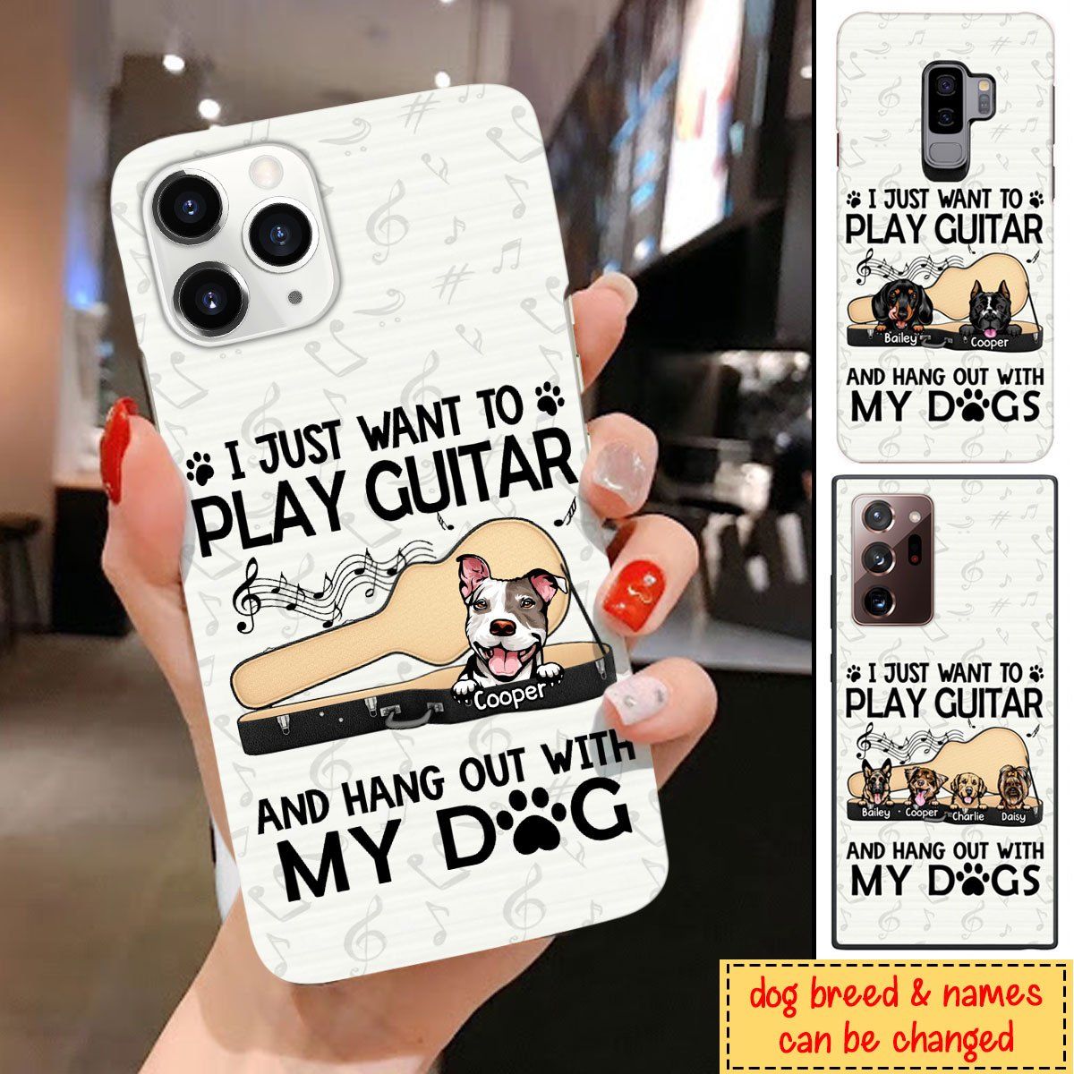 Personalized Custom Dog I Just Want To Play Guitar And Hang Out With My Dogs Phone Case Phone case FUEL