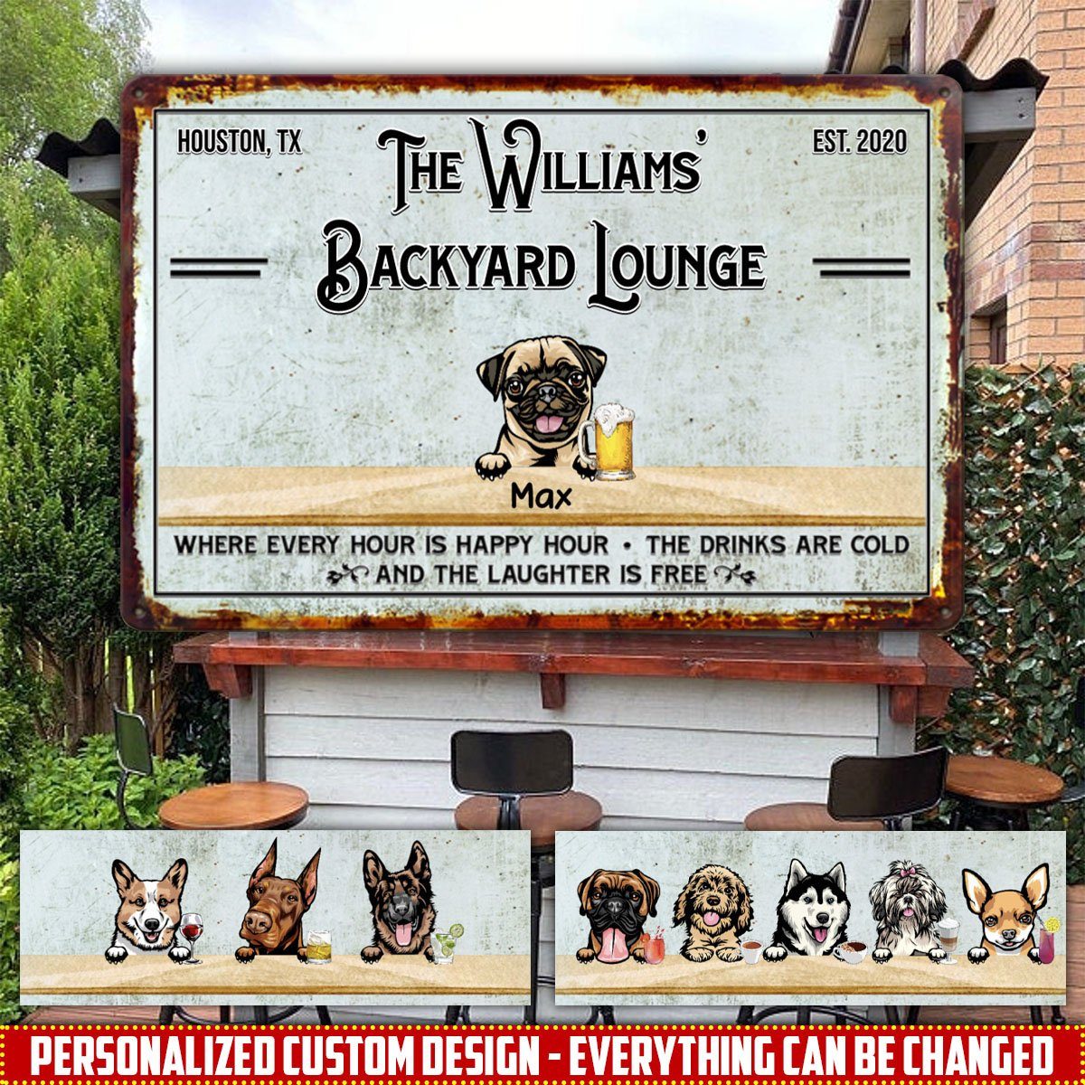 Personalized Custom Dogs Barkyard Patio Bar Backyard Metal Sign