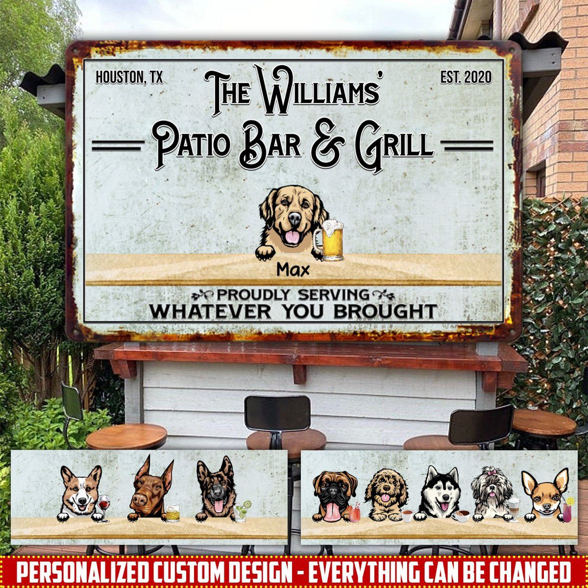 Personalized Custom Dogs Barkyard Patio Bar Backyard Metal Sign
