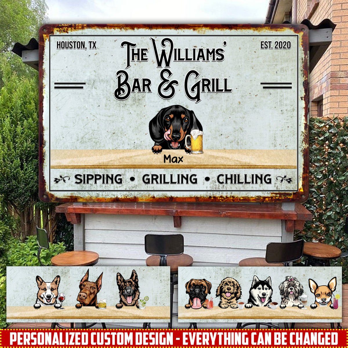 Personalized Custom Dogs Barkyard Patio Bar Backyard Metal Sign