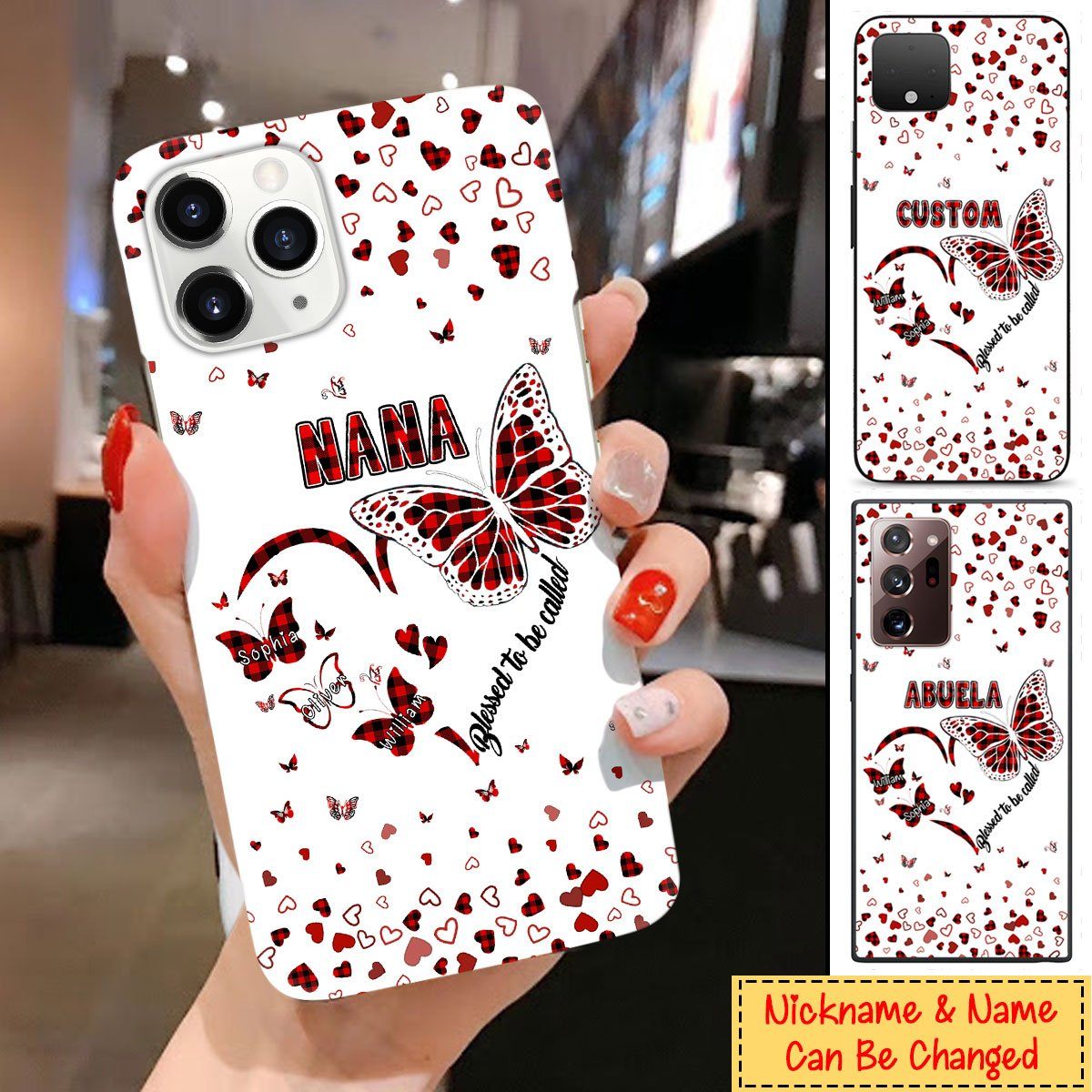 Personalized Custom "Blessed to be called Nana" Mommy, Grandma, Auntie Butterfly Phone Case Phone case FUEL