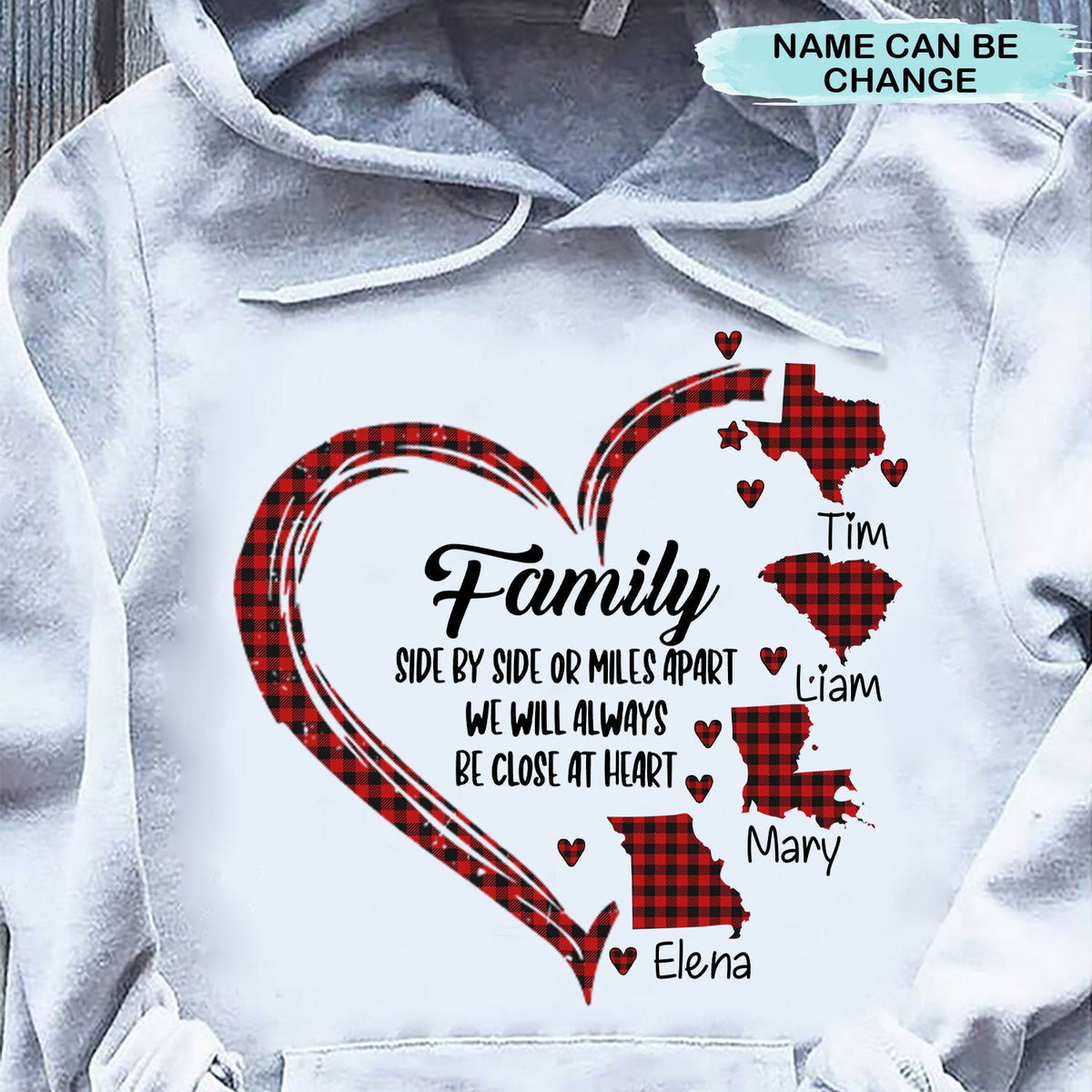 Personalized Family Heart Side By Side Miles Apart T-shirt 2D Hoodie Dreamship