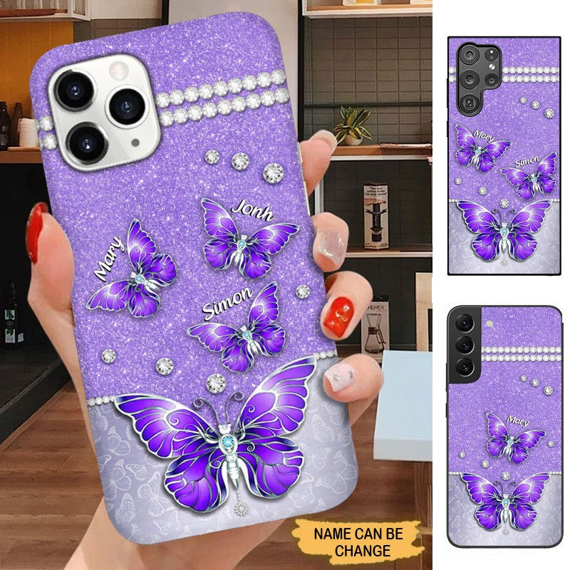 Purple Butterflies Grandma with Grandkids Phone case Phone case FUEL
