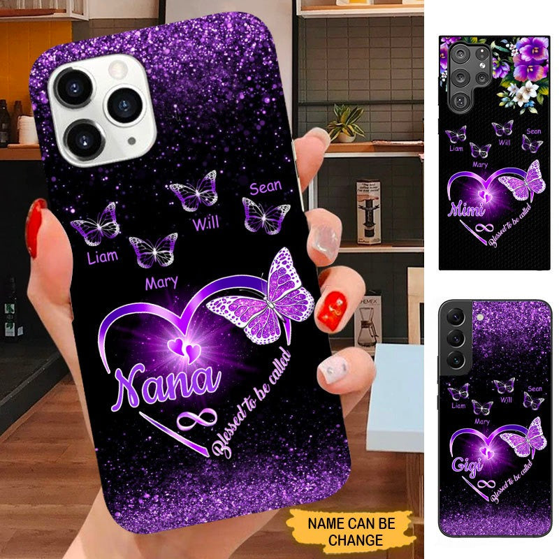 Purple Butterfly Blessed To be called Grandma Nana Mommy Personalized Phone case SC18106 Phone case ShinyCustom Phone Case