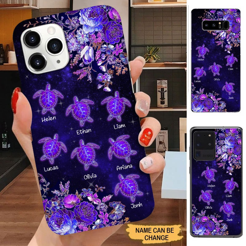 Purple Flower Turtle Grandma with Grandkids Personalized Phone case Phone case FUEL