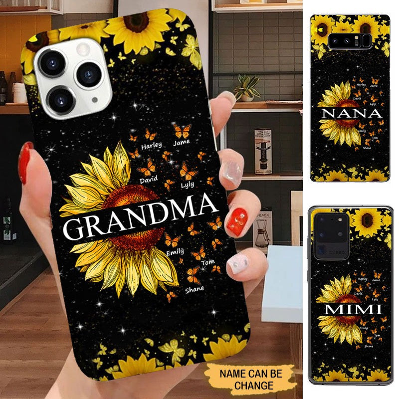 Sunflower Butterflies Grandma with grandkids Personalized Phone case Phone case FUEL