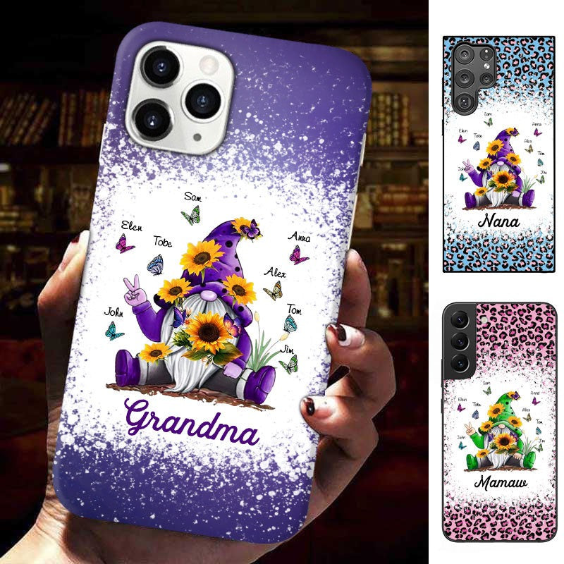 Sunflower Gnome Butterflies Grandma With Grankids Personalized Grandma Phone Case SC10062 Phone case FUEL