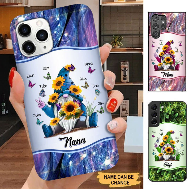 Sunflower Gnome Butterflies Grandma With Grankids Personalized Grandma Phone Case SC1277 Phone case FUEL