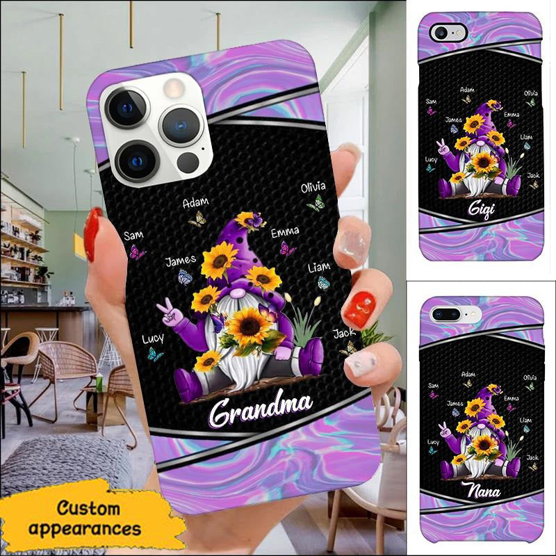 Sunflower Gnome Butterflies Grandma,Mommy, Nana, Auntie Personalized Phone Case
