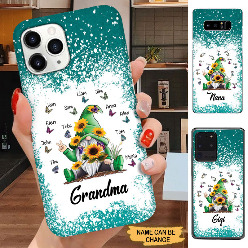 Sunflower Gnome Butterfly Grandma With Grandkids Mommy Auntie Personalized Phone Case Phone case FUEL