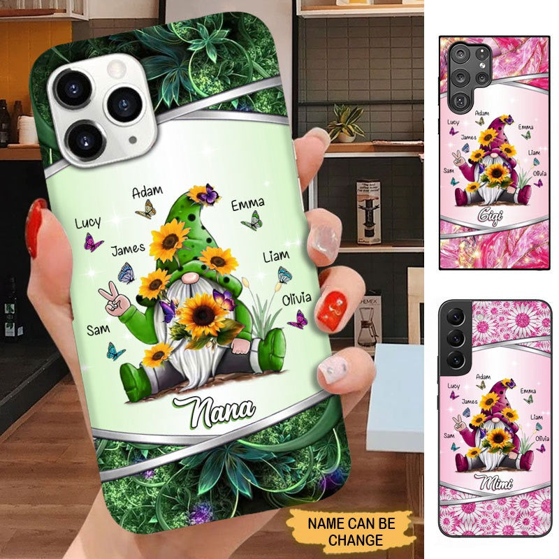 Sunflower Gnome Grandma with Grandkids Nana Mimi Gigi Personalized Phone case Phone case FUEL