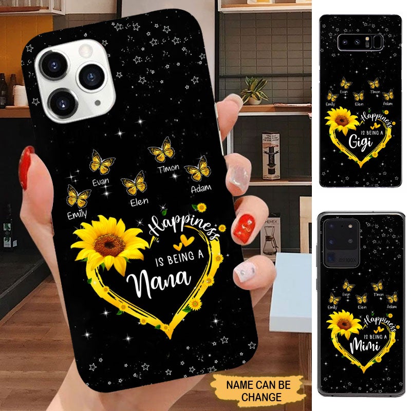 Sunflower Grandma with Grandkids Personalized Grandma Mom Auntie Phone case Phone case FUEL