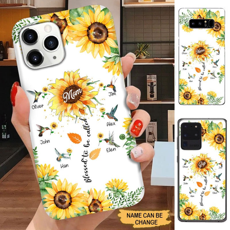 Sunflower Hummingbird Blessed to be called Nana Grandma Mommy Aunite Personalized Phone case Phone case FUEL