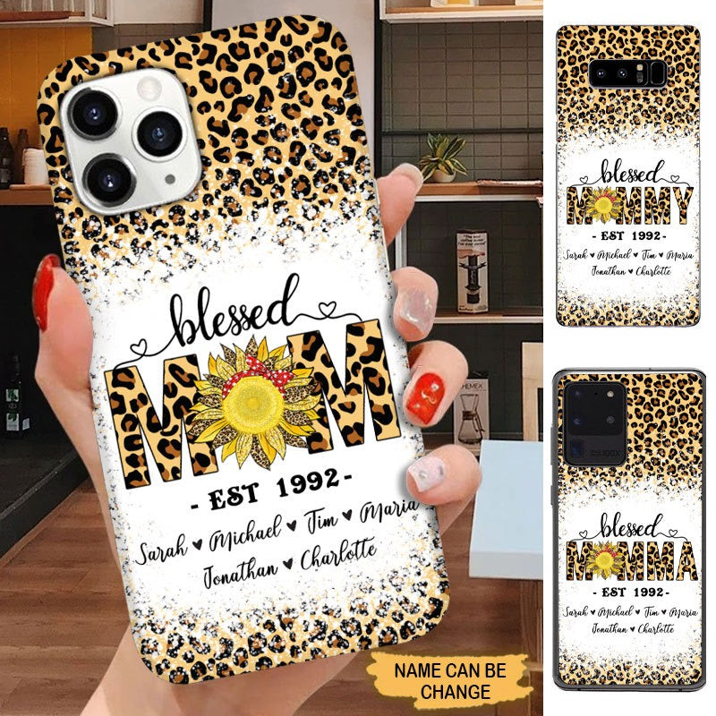 Leopard Pattern Sunflower Blessed MOM Personalized Phone case Phone case FUEL