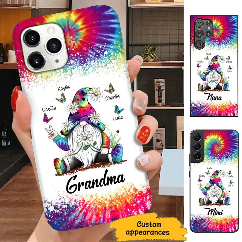 Tie Dye Daisy Gnome Butterfly Grandma Nana Mommy Auntie Personalized Phone Case SC2993 Phone case ShinyCustom Phone Case