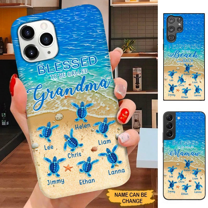 Turlte Blessed To be called Grandma Nana Mommy Personalized Phone Case SC5104 Phone case ShinyCustom Phone Case