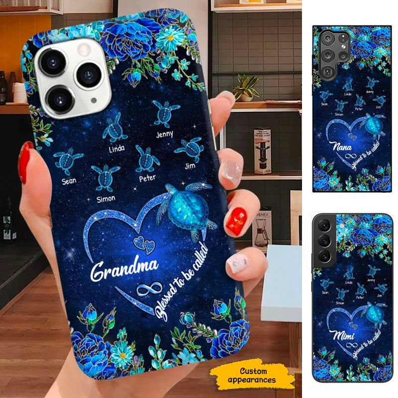 Turlte Flower Blessed To be called Grandma Nana Mimi Mommy Personalized Phone Case SC253236
