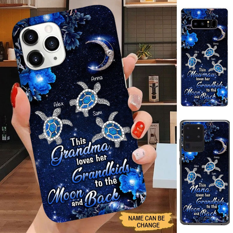 Turtle Grandma Loves Grandkids to the moon and back Mommy Auntie Personalized Phone Case Phone case FUEL