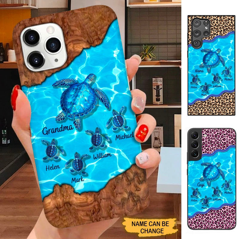 Turtle Grandma with Grandkids Nana Mommy Aunite Personalized Phone case SC25105 Phone case ShinyCustom Phone Case
