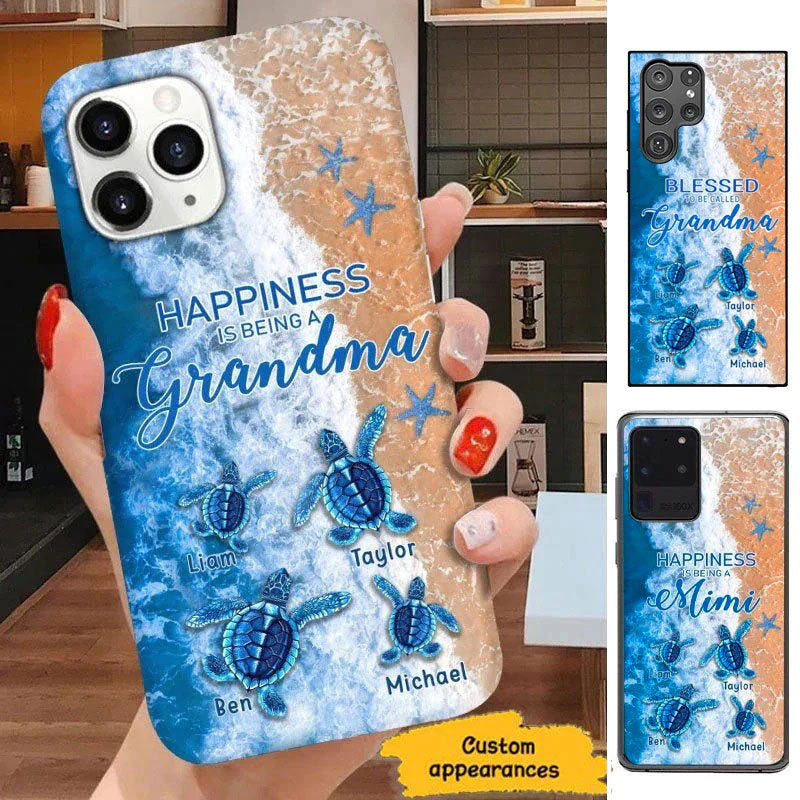 Turtle Happiness is Being Grandma Mommy Auntie Personalized Phone Case SC5272D4