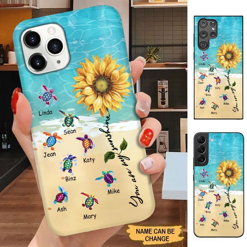 Turtle Sunflower You are my sunshine Grandma Nana Mimi Personalized Phone Case SC2485 Phone case ShinyCustom Phone Case