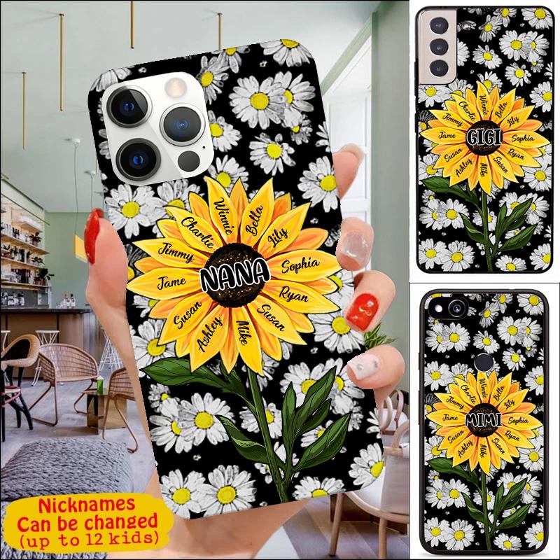 Grandma With Grandkids Daisy and Sunflower Personalized Phone Case Phone case FUEL