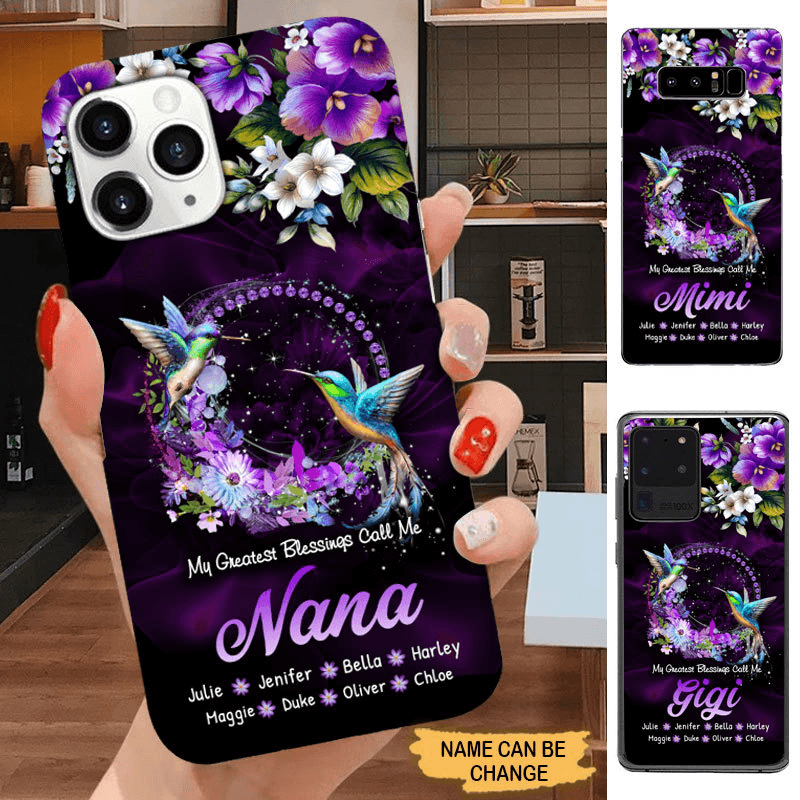 Hummingbird Grandma with Grandkids Mommy Auntie Personalized Phone Case Phone case FUEL