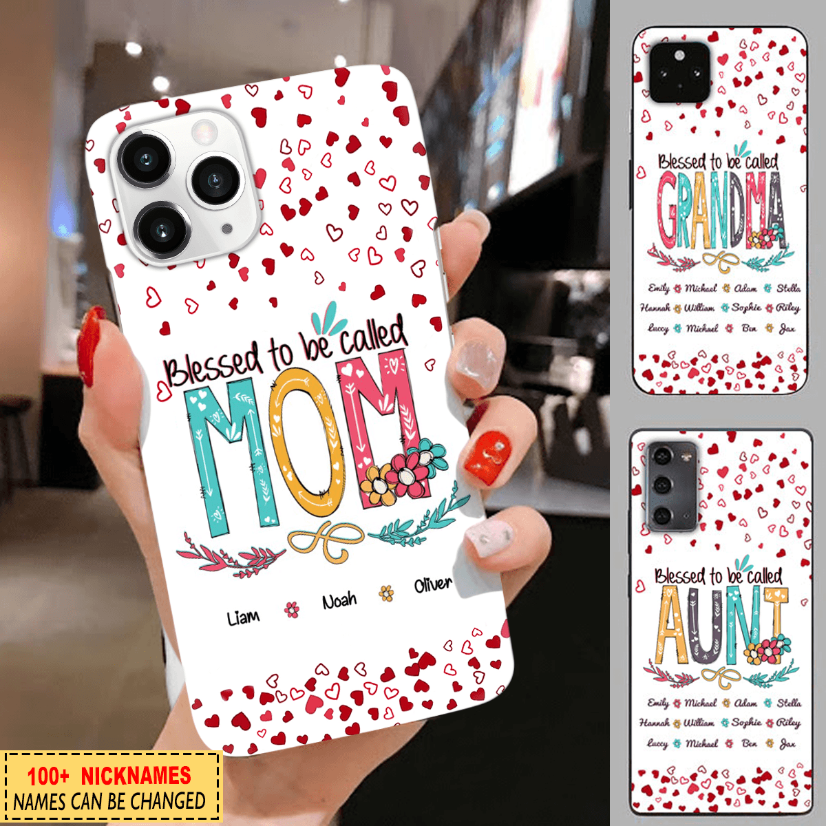 Personalized Custom "Blessed to be called MOM" GRANMA, NANA, AUNT Phone Case for Grandmas 24HL1002 Phone case FUEL
